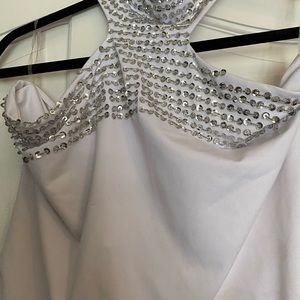 Elegant White Sequined Women's Jersey Top